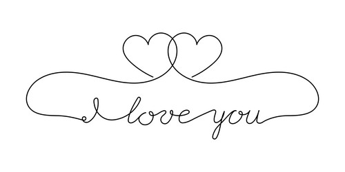 Continuous one line script cursive text i love vector
