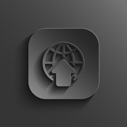 globe icon - black app button vector image