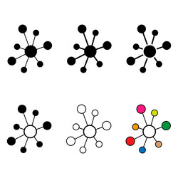 Set of hub flat network icon connect structure vector