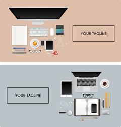 workplace with isolated objects vector image