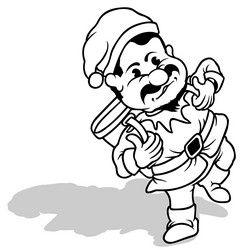 drawing of a dwarf miner with bucket on his back vector