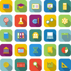 education color icons with long shadow vector image
