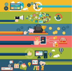 flat design modern icons in stylish colors of hand vector image