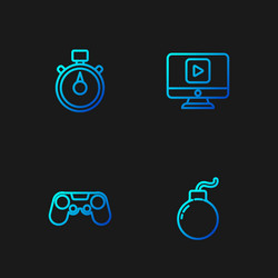 set line bomb ready to explode gamepad stopwatch vector image