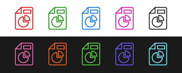 set line document with graph chart icon isolated vector image