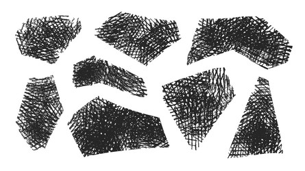 set of abstract geometric shapes drawn with crayon vector image