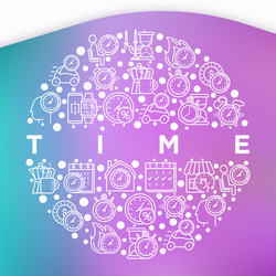 time concept in circle with thin line icons vector image