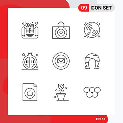 9 universal outlines set for web and mobile vector image