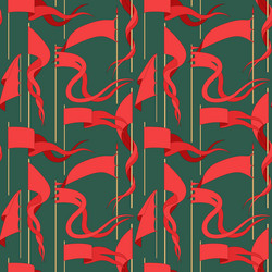 Seamless pattern with red flags vector