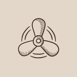 Boat propeller sketch icon vector