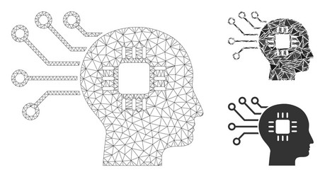 brain circuit mesh wire frame model vector