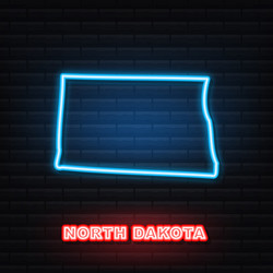 north dakota state map outline neon icon vector