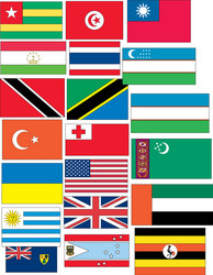 set of 20 flags countries started with t and u vector