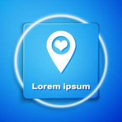 white map pointer with heart icon isolated on blue vector image