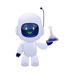 chatbot robot showing laboratory flask vector image