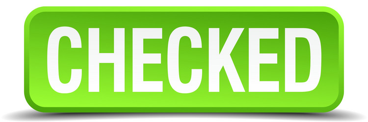 checked green 3d realistic square isolated button vector image