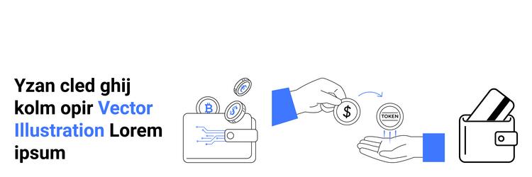 digital wallet transactions adding cryptocurrency vector image