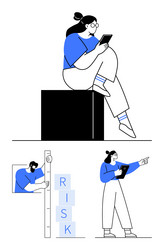 professionals analyzing data assessing risk vector image