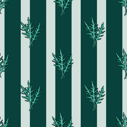 Seamless pattern bunch arugula salad on teal vector