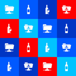 set ftp folder bottle wine vector