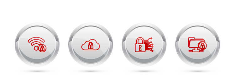 set line wifi locked cloud computing cyber vector image