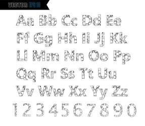 alphabet font template set letters and numbers vector image