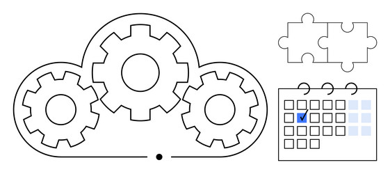 cloud-based collaboration with gears puzzle vector image