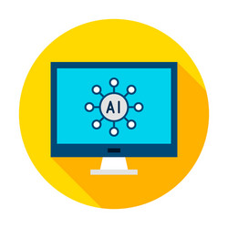 Computer ai circle icon vector