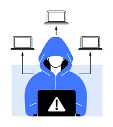 Cybersecurity Hacker with Laptop Alert vector image