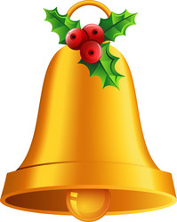 Golden Christmas Bell Vector Image