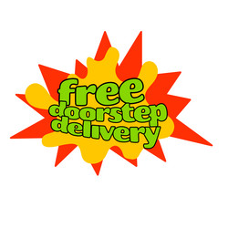 sticker written free doorstep delivery vector