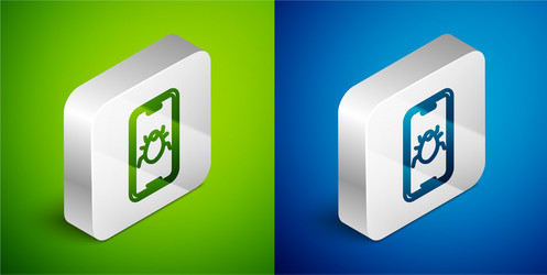 isometric line system bug on mobile icon isolated vector image