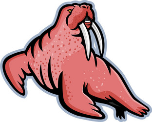 long-tusked walrus mascot vector