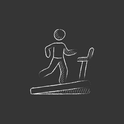 Man running on treadmill drawn in chalk icon vector