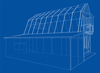 3d rendering of house wireframe structure vector image