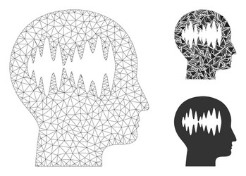 brain waves mesh 2d model and triangle vector