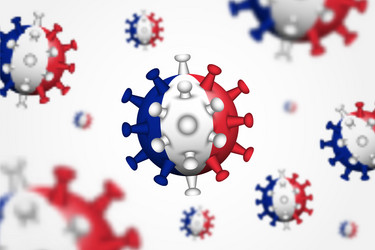 Covid19-19 3d floating corona virus with france vector