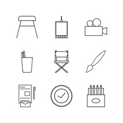 design elements linear icon set simple outline vector image