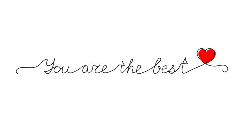 Continuous one line script cursive text you vector
