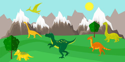 poster with dinosaurs vector