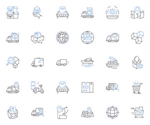 brief dispatch line icons collection news update vector