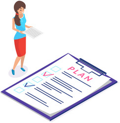 businesswoman smiles and stands with documents vector image