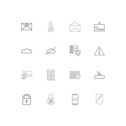 Cyber security linear thin icons set outlined vector