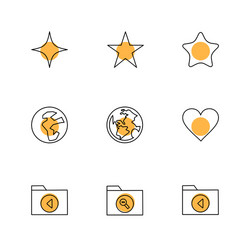 files folders globe world stars eps icons set vector image