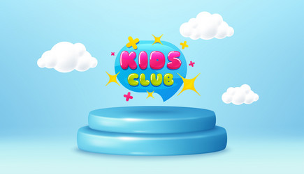 Kids club banner fun playing zone sticker winner vector