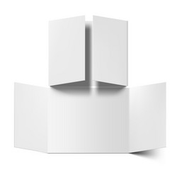 open and closed trifold paper booklet with shadow vector image