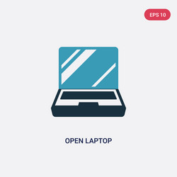 Two color open laptop icon from technology vector