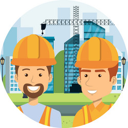 builders constructors on workside characters vector image