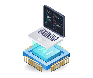 computer programming with artificial intelligence vector image
