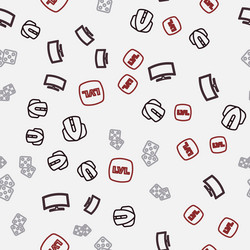 set line computer mouse monitor game dice vector image